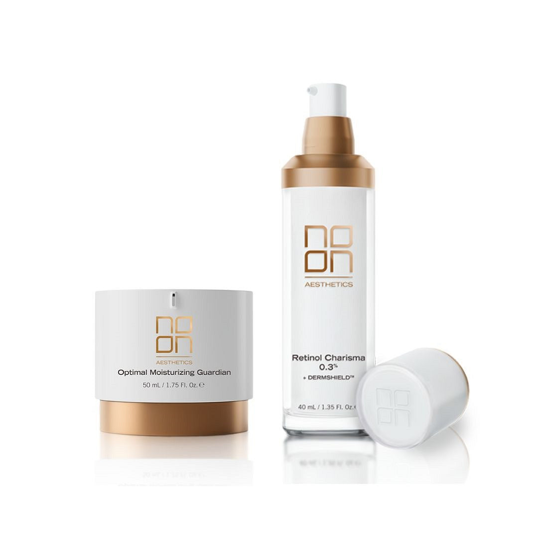 NOON Aesthetics Retinol Charisma 0,3 % + DermShield og Optimal Moisturizing Guardian 50 ml – kampanje med OMG Cream til halv pris