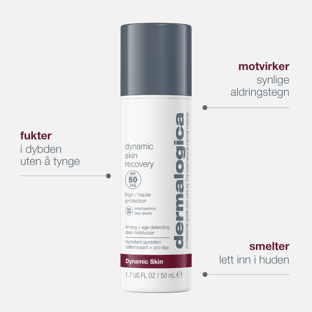 Dermalogica Dynamic Skin Recovery SPF50 – fordeler med peptider, hvit te og SPF 50