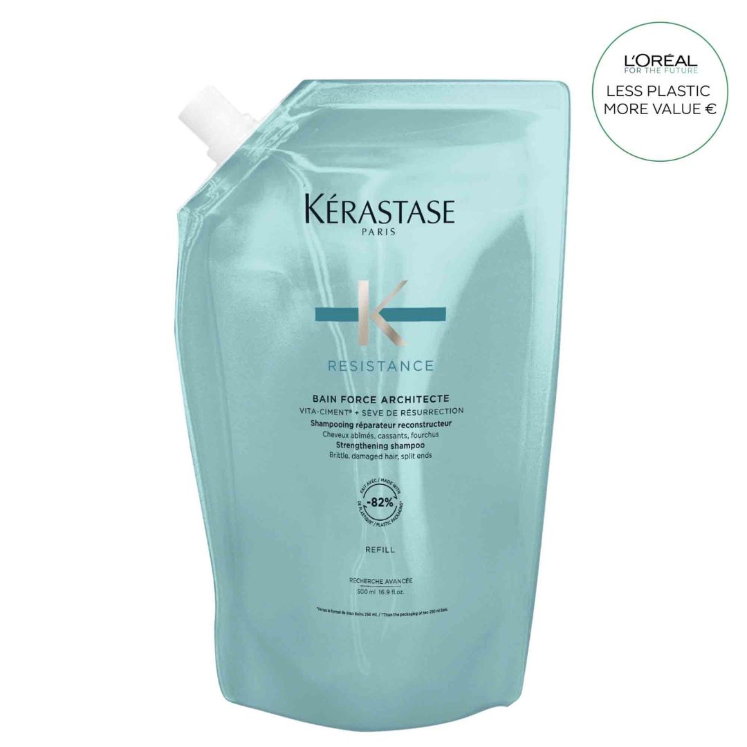 Kérastase RESISTANCE BAIN FORCE ARCHITECTE SHAMPOO REFILL 500ML - www.Hudonline.no