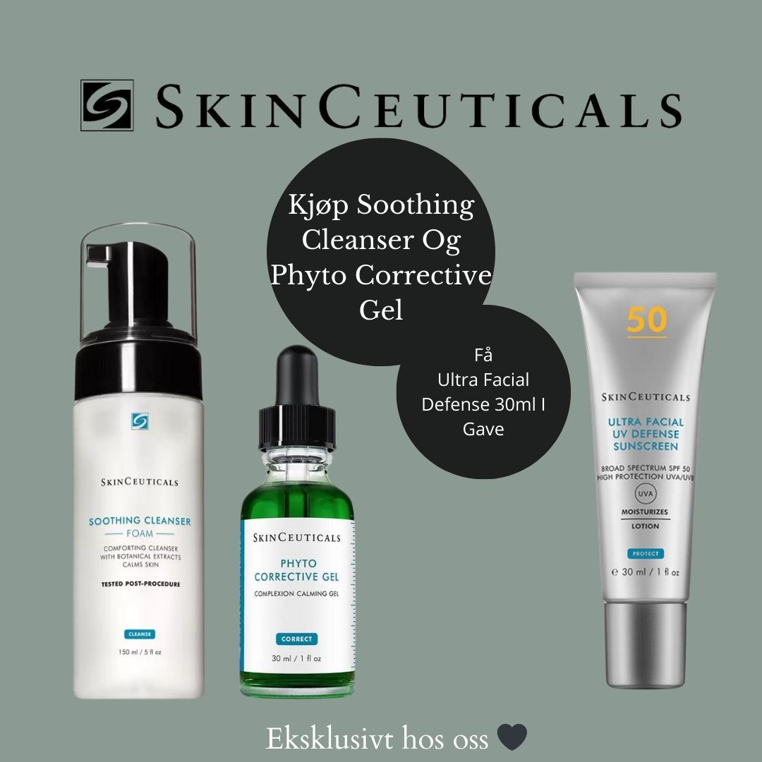 Skinceuticals Kampanje kjøp Soothing Cleanser og Phyto Corrective, få Ultra Facial Defense i gave - www.Hudonline.no