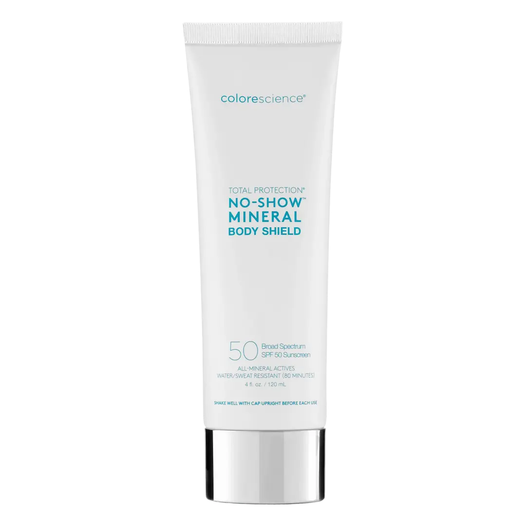 Colorescience No-Show Body Shield SPF 50 – lett mineralsk kroppssolkrem uten hvitt skjær