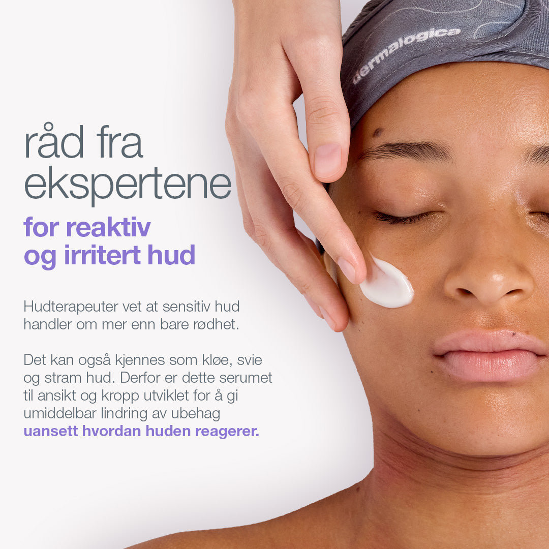 Hudterapeut påfører Dermalogica Stabilizing Repair Serum – råd for reaktiv og irritert hud