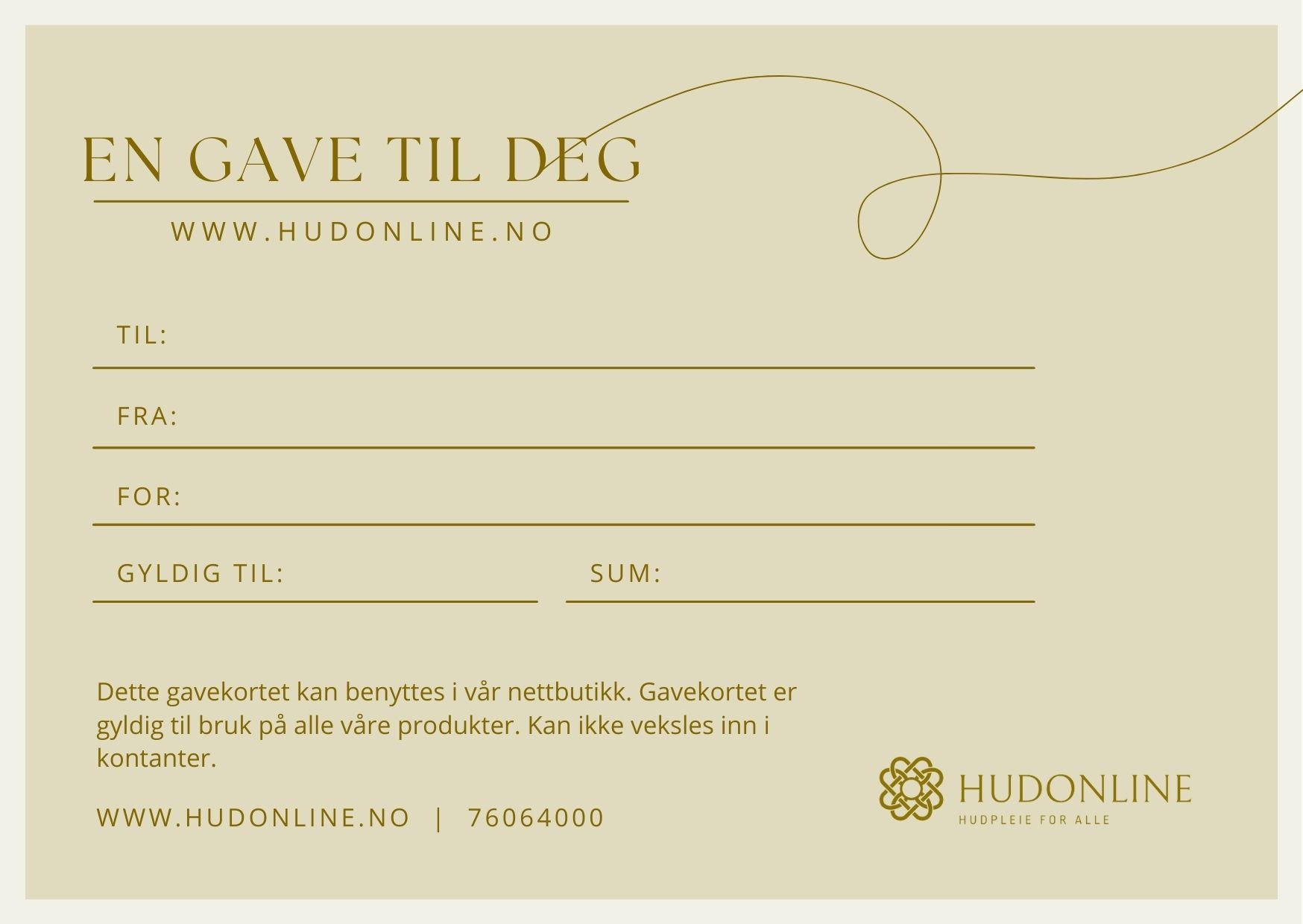 Gavekort - www.Hudonline.no 