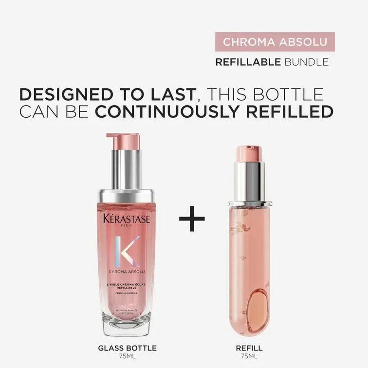 Kerastasé CHROMA ÉCLAT REFILLABLE HAIR OIL 75ML - www.Hudonline.no 