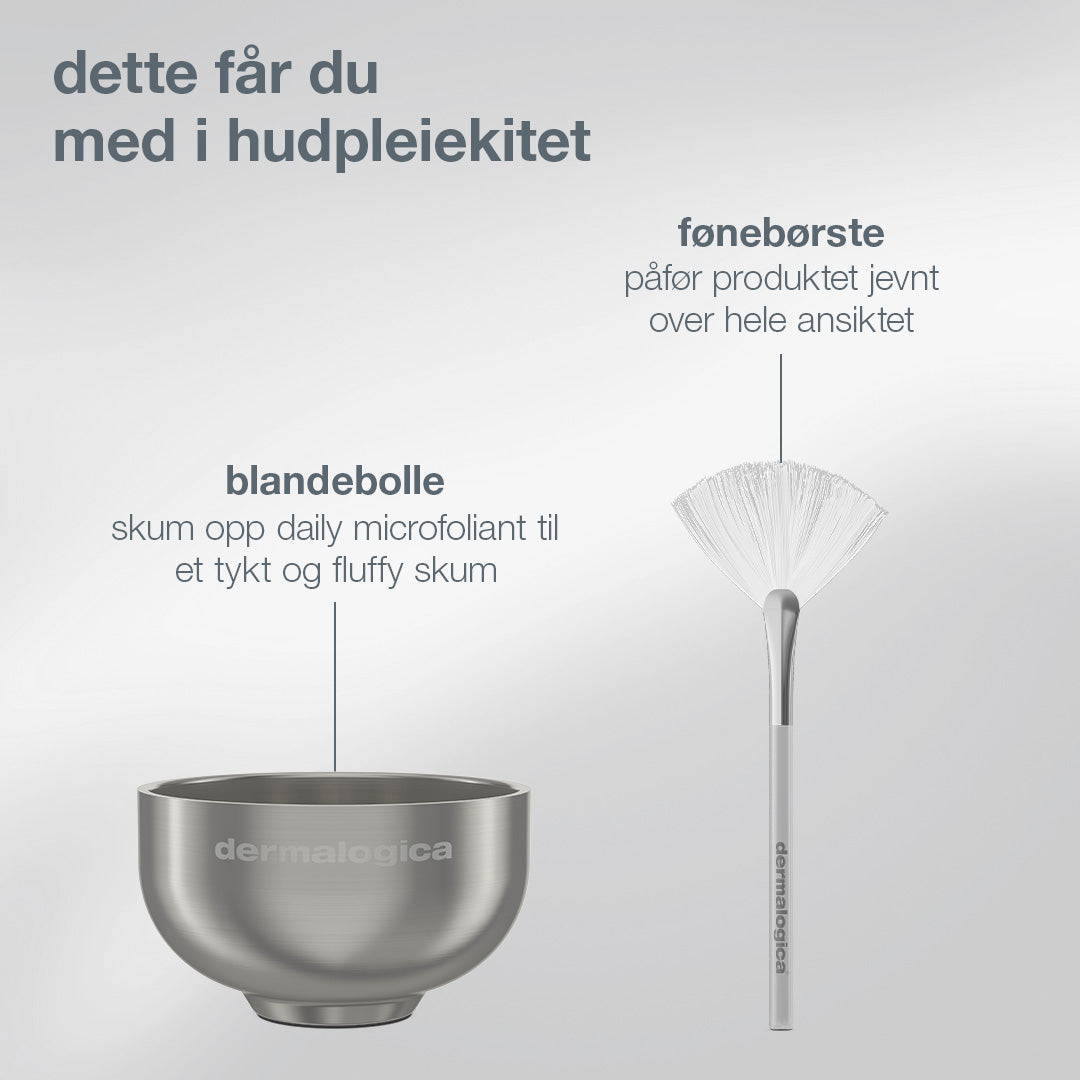 Blandeskål og vifteformet børste fra Dermalogica