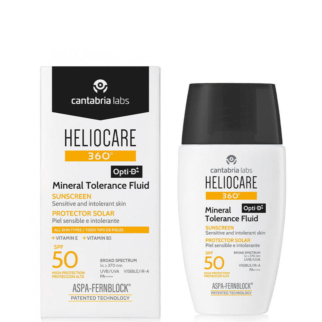 Heliocare 360° Mineral Tolerance Opti-D Fluid SPF 50+ med eske - Hudonline.no