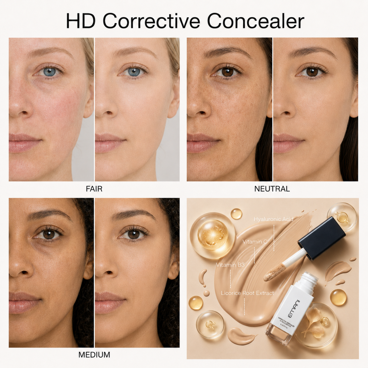 Emani HD Corrective Concealer fargekart - www.Hudonline.no