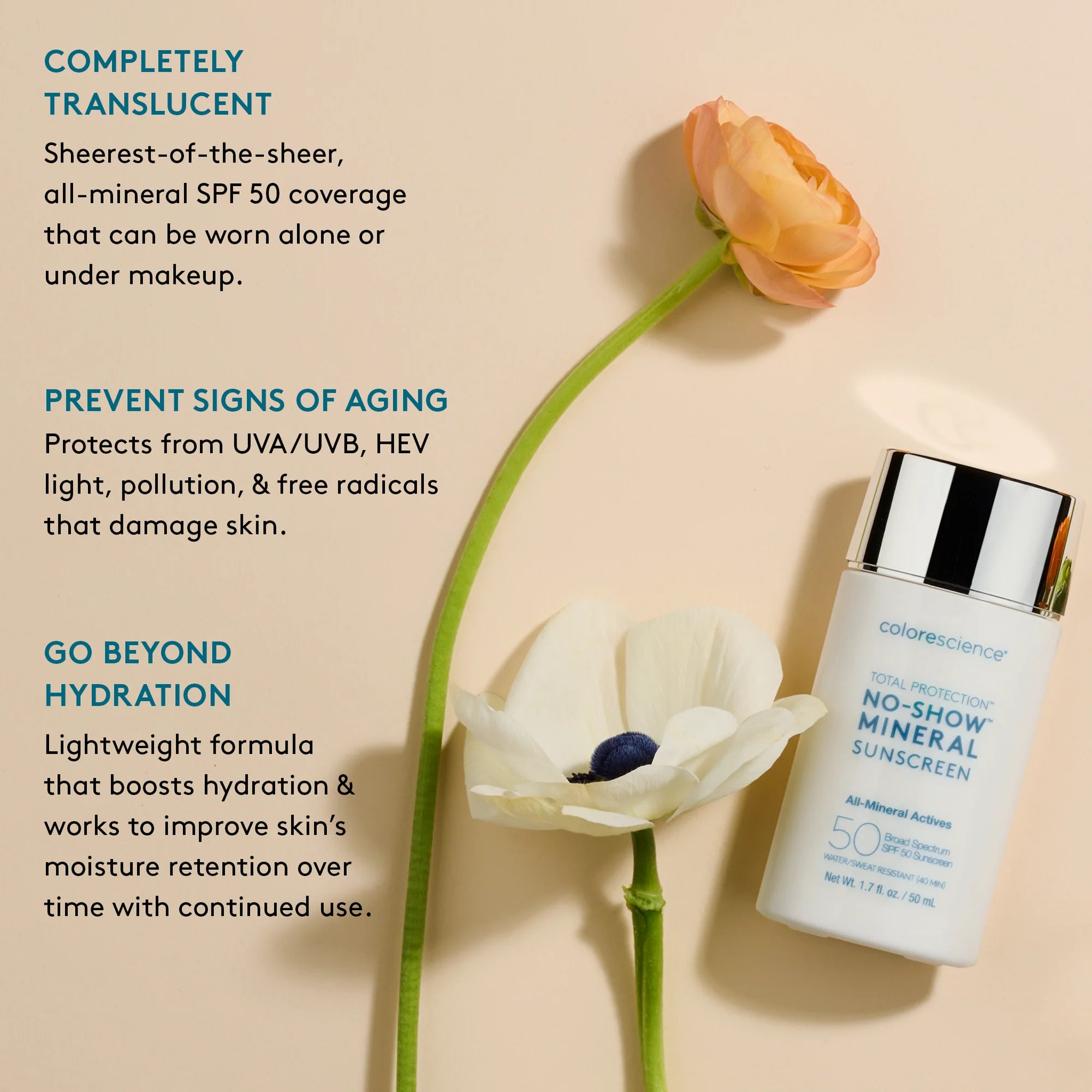 Colorescience No-Show Mineral Sunscreen SPF 50 - www.Hudonline.no 
