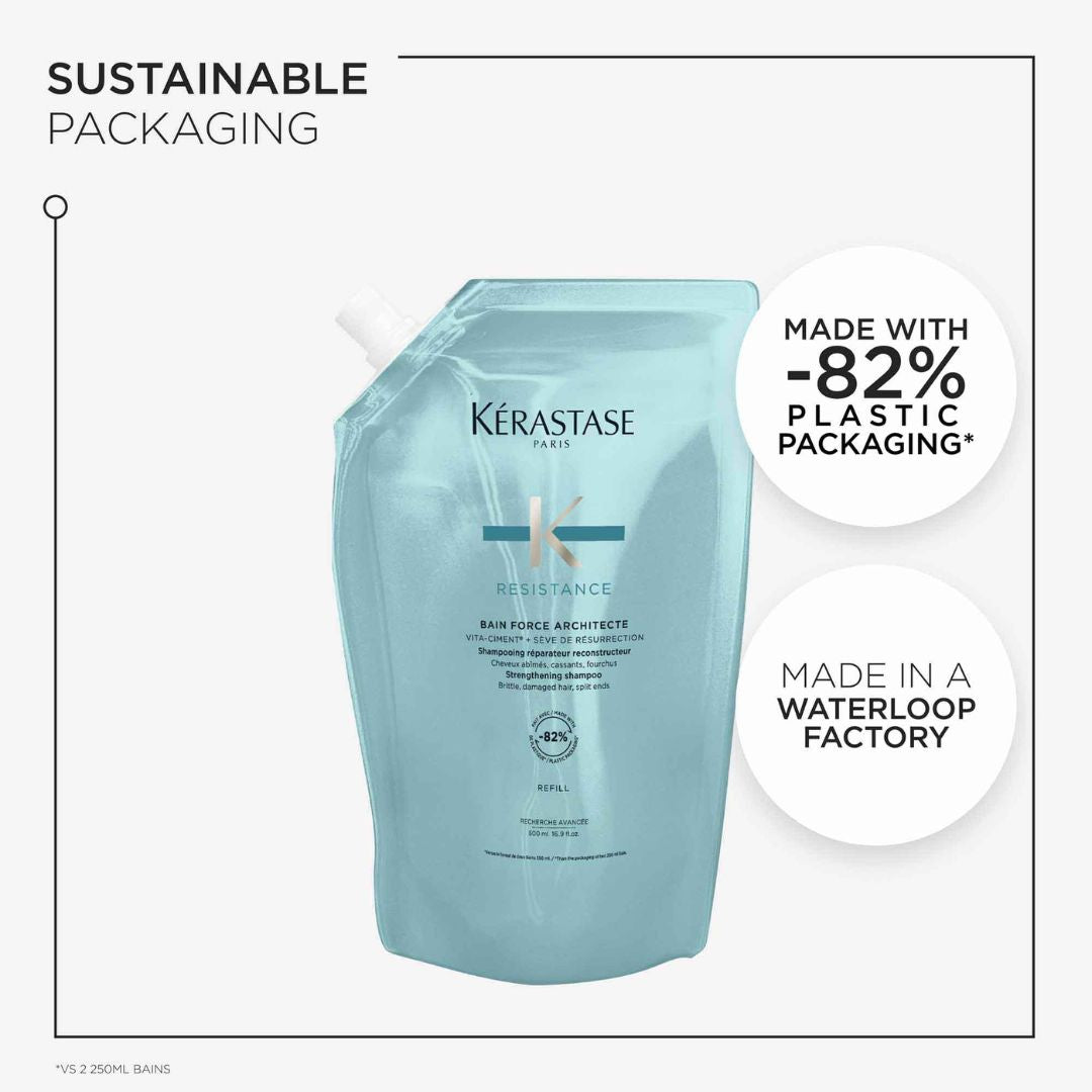Kérastase RESISTANCE BAIN FORCE ARCHITECTE SHAMPOO REFILL 500ML - www.Hudonline.no 