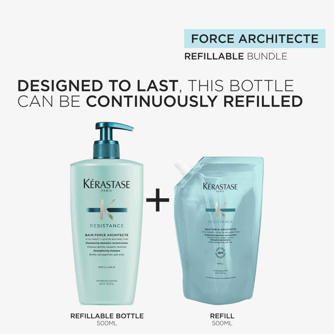 Kérastase RESISTANCE BAIN FORCE ARCHITECTE SHAMPOO REFILL 500ML - www.Hudonline.no 