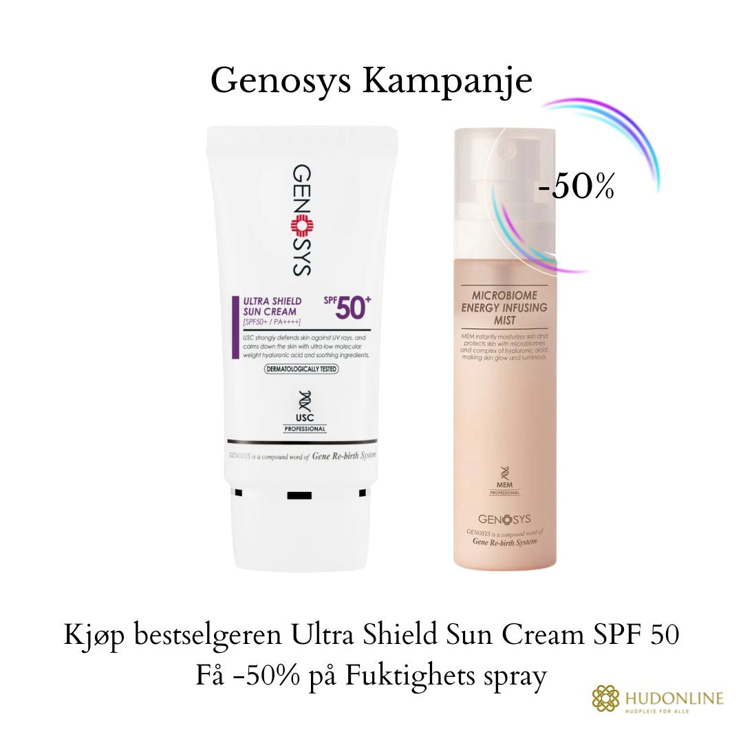 Genosys kampanje. Få 50% rabatt på fuktighetsspray - www.Hudonline.no