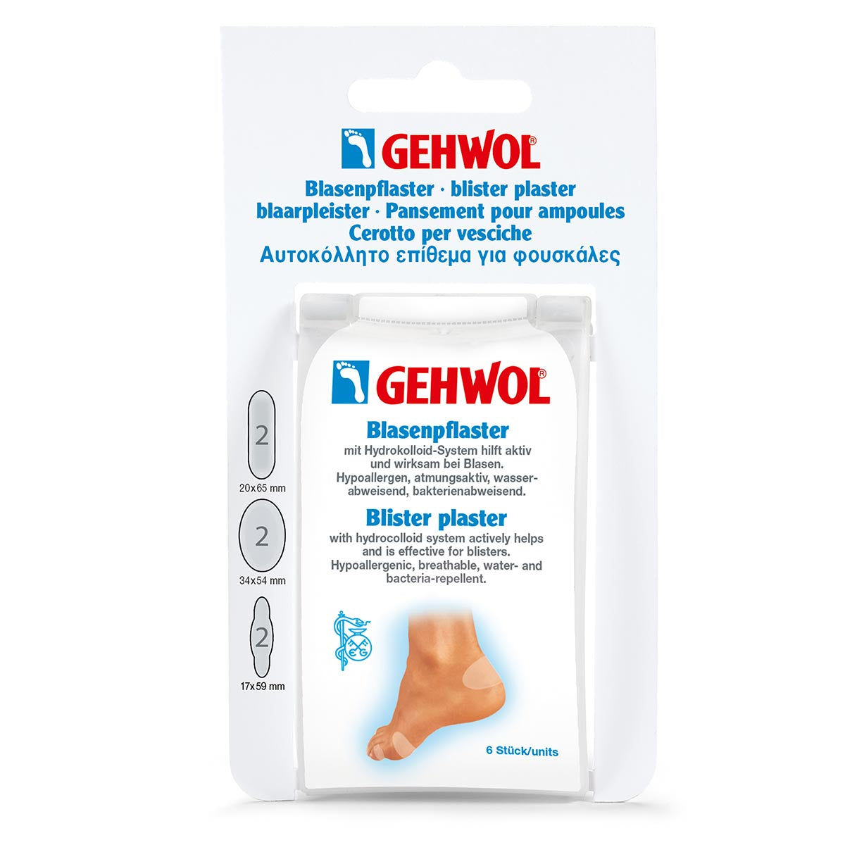 Gehwol Blister Plaster. Gnagsårplaster, 1 pk assortert á 6 stk - www.Hudonline.no 
