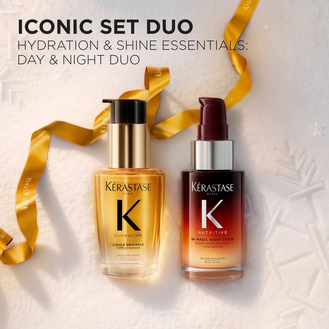 Innholdet i Kérastase Elixir Ultime + 8H Magic Serum Holiday Set 2026 mini